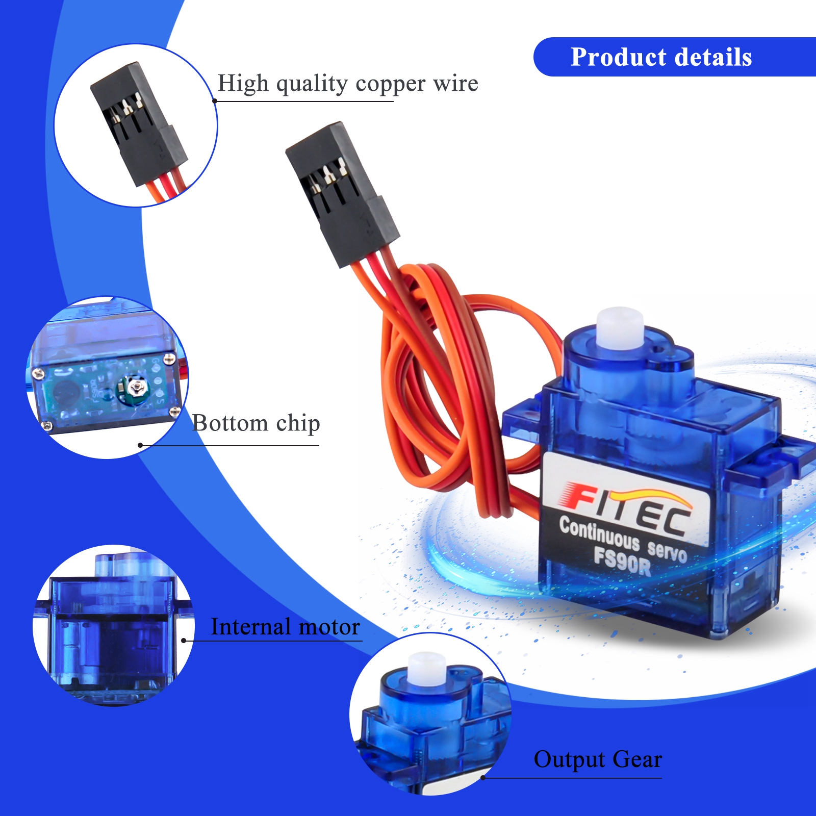 Rc Helicopter Servo - Feetech FS90R 9g Micro Servomotore 360